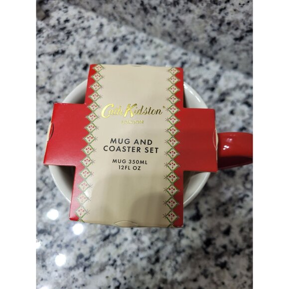 Cath Kidston Christmas Mug & Coaster Set 350ml 12fl oz Festive Design Dishwasher - Picture 6 of 6